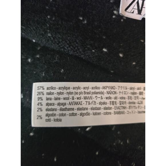 Zara Alpaca Wool Blend Black White Speckled Winter Warm Soft Pants L - Picture 4 of 4